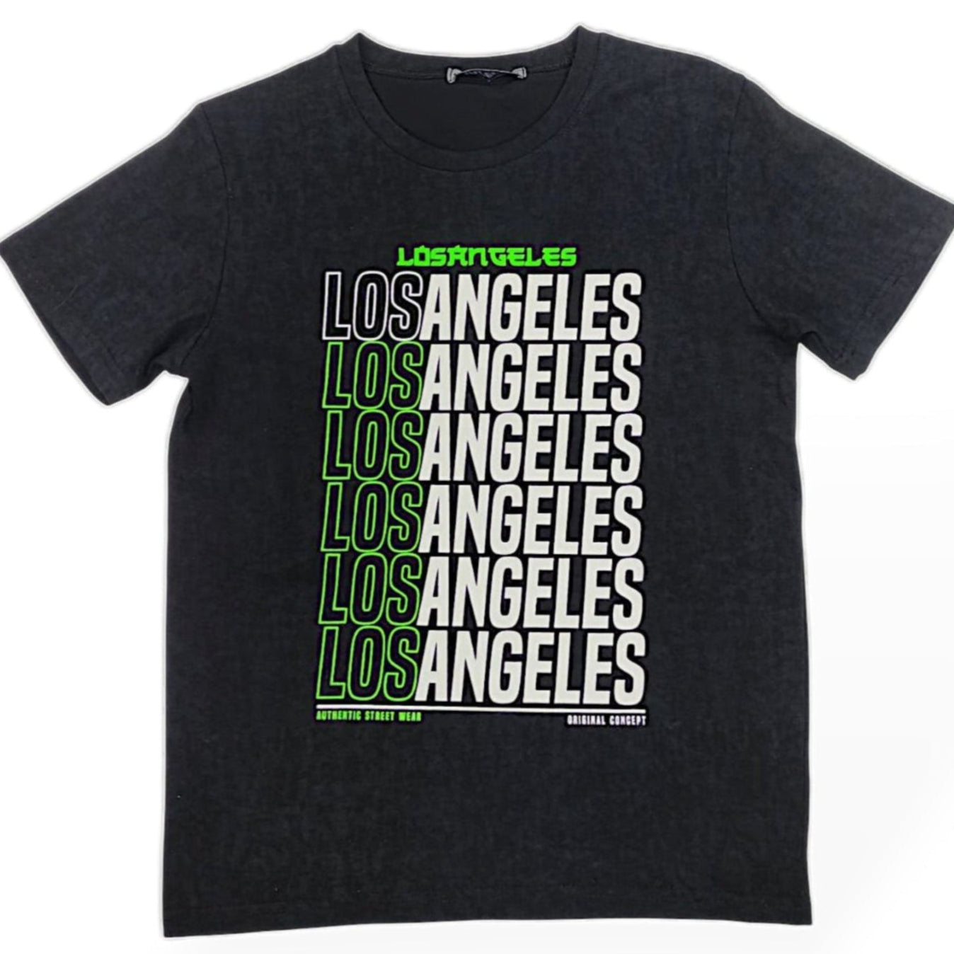 Fiú fekete rövidujjú póló Losangeles felirattal