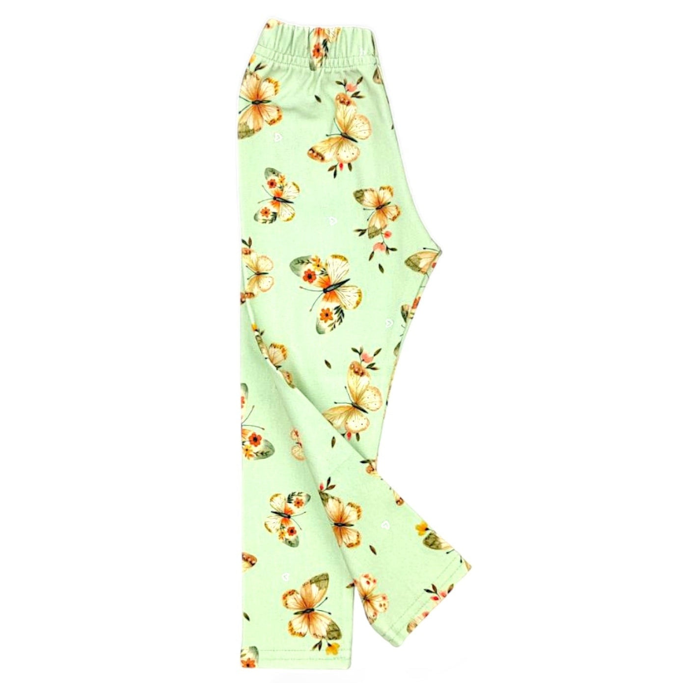 Lány elasztikus leggings nadrág zöld lepkemintás